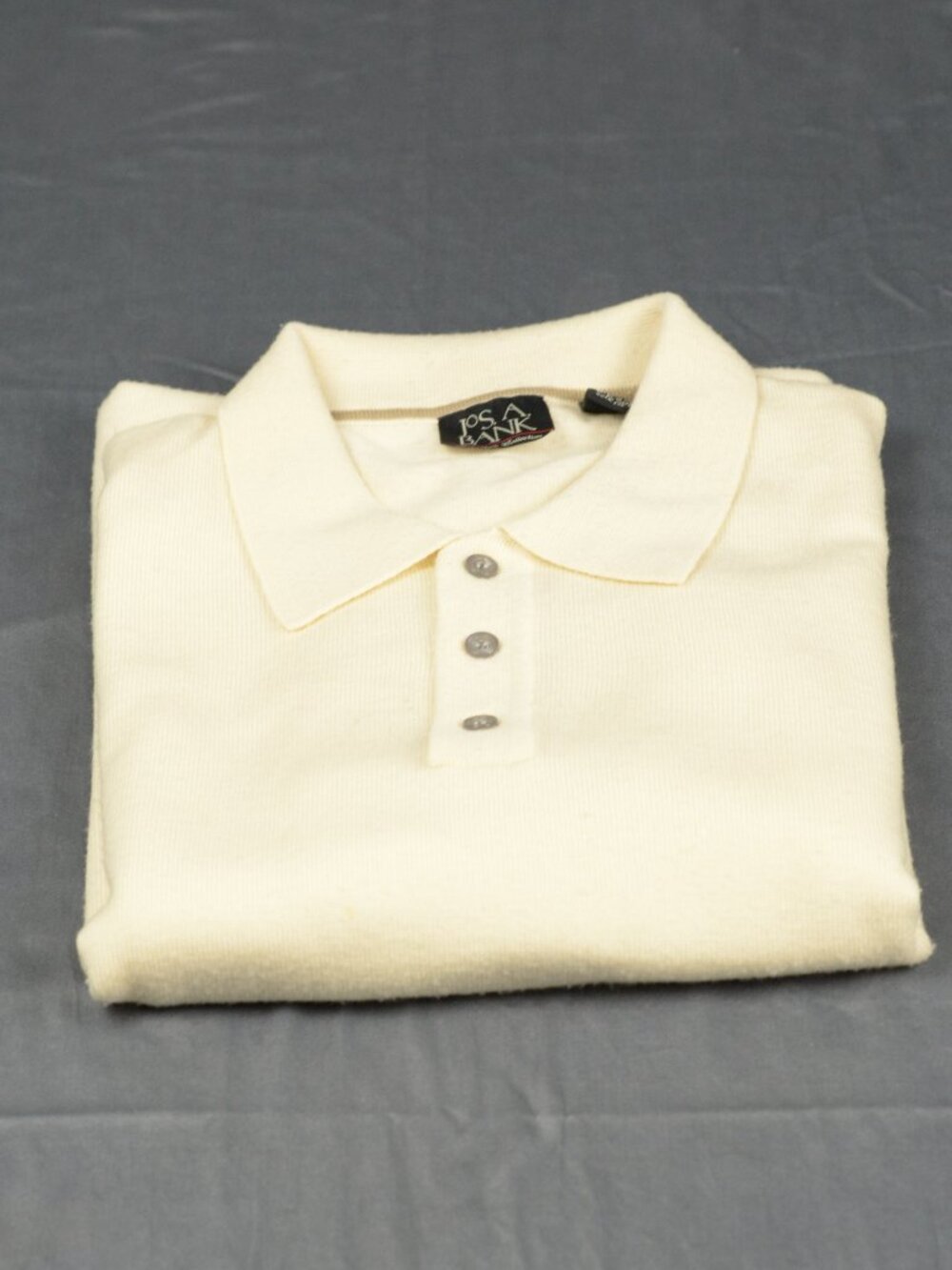 Jos. A. Bank Signature Collection Cream 100% Merino Wool Long Sleeve Polo Sweate - Picture 7 of 7